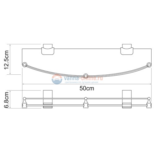 Полка стеклянная WasserKRAFT Leine K-5044 Полка стеклянная WasserKRAFT Leine K-5044