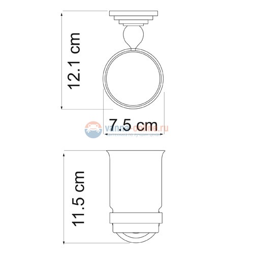 Стакан стеклянный с держателем WasserKRAFT Ammer 7028 Стакан стеклянный с держателем WasserKRAFT Ammer 7028