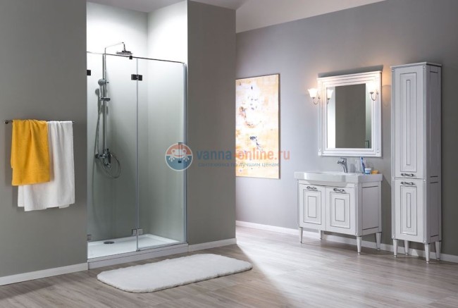 Пенал Aquanet Паола 40 00186112, цвет белый патина-золото