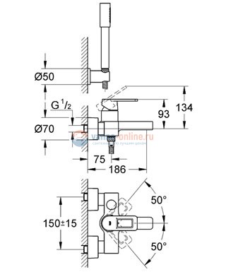 Смеситель Grohe Quadra 32639 000 для ванны Смеситель Grohe Quadra 32639 000 для ванны