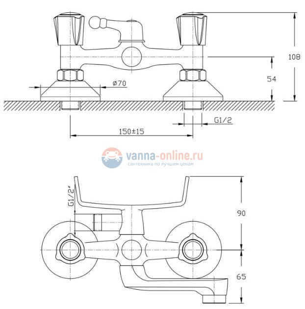 Смеситель Rush Pioneer PI7950-44 для ванны и душа, хром
