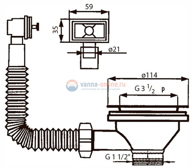 Сифон Iddis 011UPS0i84 для кухонной мойки с переливом