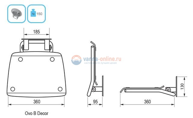 Сиденье для душа Ravak OVO-B-TEXT B8F0000030, 36 х 36 см Сиденье для душа Ravak OVO-B-TEXT B8F0000030, 36 х 36 см