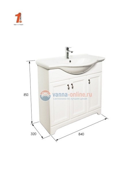 Тумба с раковиной Orange Классик 85 см, напольная, орех