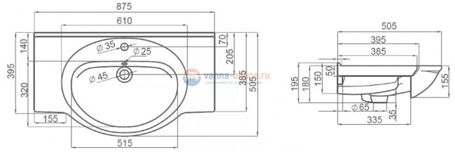 Тумба с раковиной Orange Классик 85 см, напольная, орех