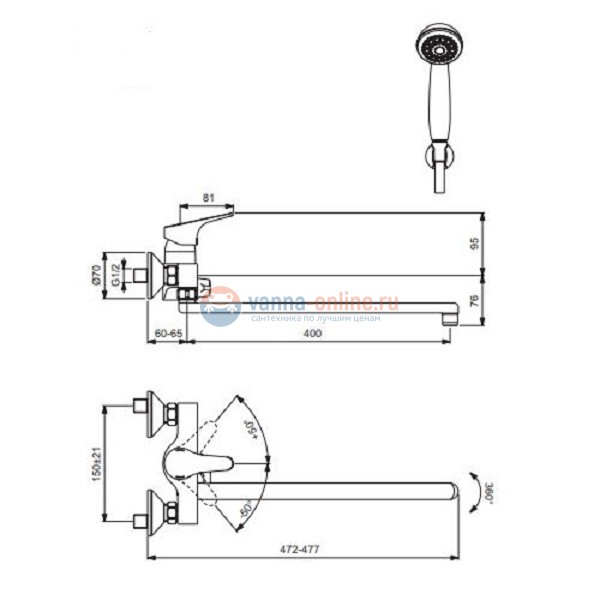 Смеситель для ванны и душа Vidima Next BA403AA, хром Смеситель для ванны и душа Vidima Next BA403AA, хром