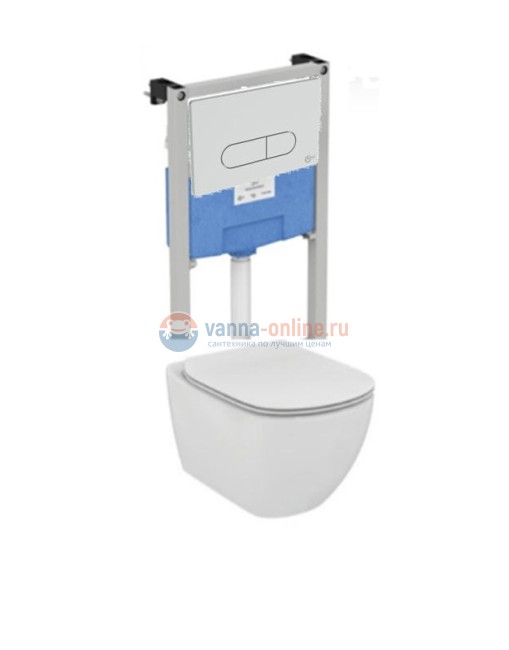Инсталляция Ideal Standard ProSys R030501 с унитазом T007901 TESI AquaBlade, клавиша, сиденье микролифт, комплект