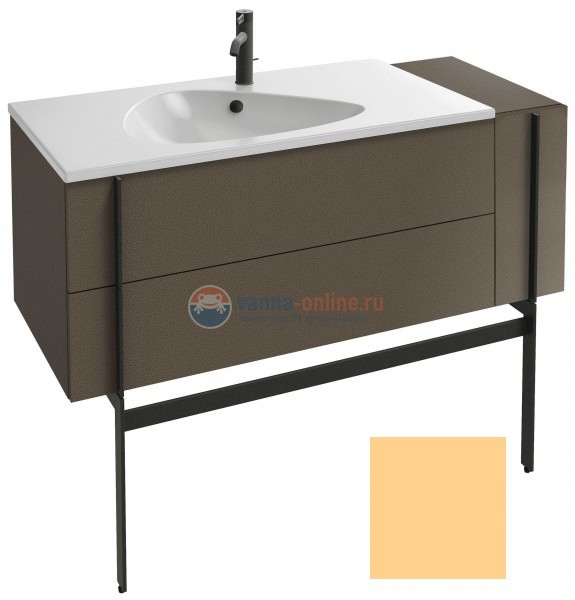 Тумба под раковину Jacob Delafon Nouvelle Vague 120 EB3034-G60, 3 ящика, с выступом, цвет - желтый глянцевый