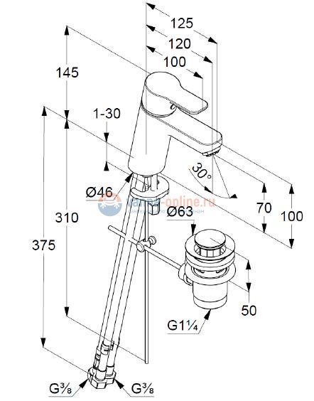 Смеситель для раковины Kludi Pure&Easy 372760565 Смеситель для раковины Kludi Pure&Easy 372760565