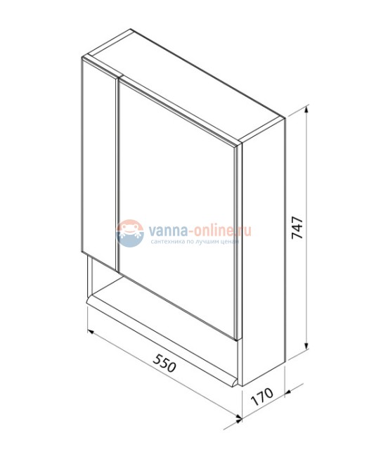 Зеркальный шкаф Iddis Carlow CAR5500i99 55 см, белый/дерево