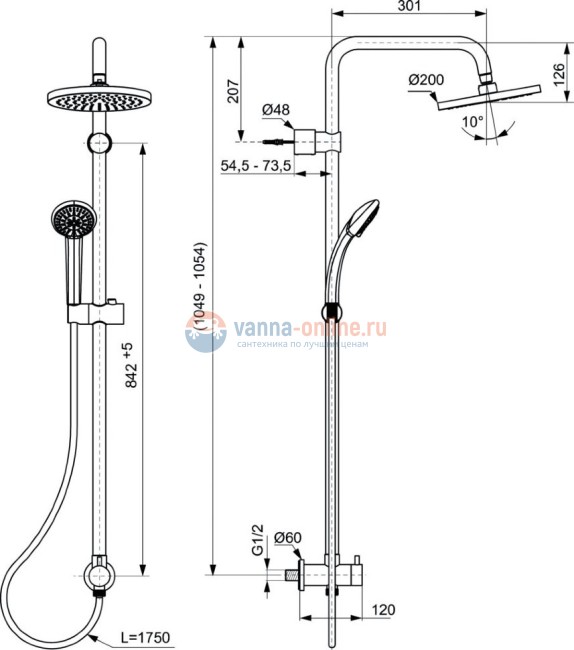 Душевая система Ideal Standard  IDEALRAIN SOFT A5689AA