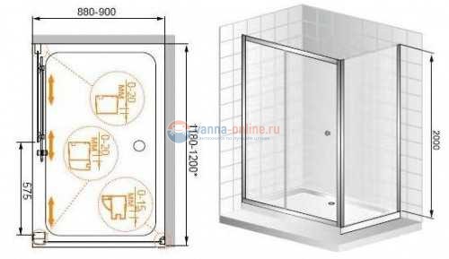 Душевой уголок Cezares ANIMA-AH-1-120/90-Cr, 120х90х200 см, стекло прозрачное/текстурное