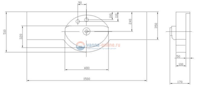 Раковина Отель 150 от Акватон /5, 1A70133NOT010