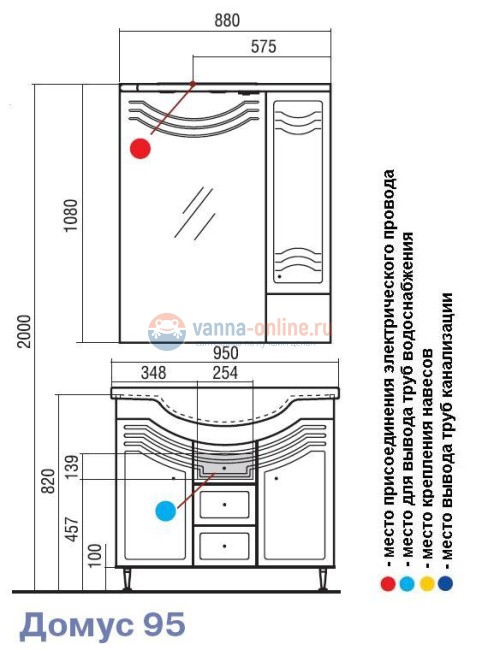 Тумба под раковину Акватон ДОМУС 95, 1A061301DO010, белый