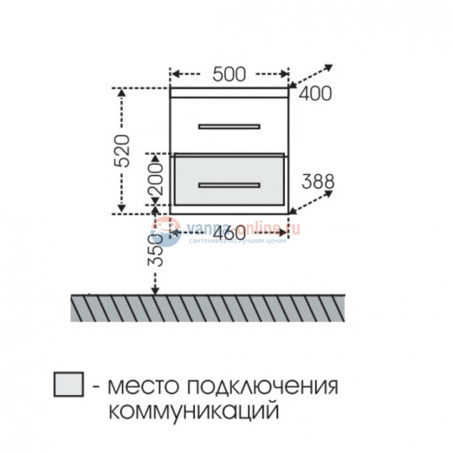 Тумба под раковину СаНта Омега 50 207035, подвесная, цвет белый