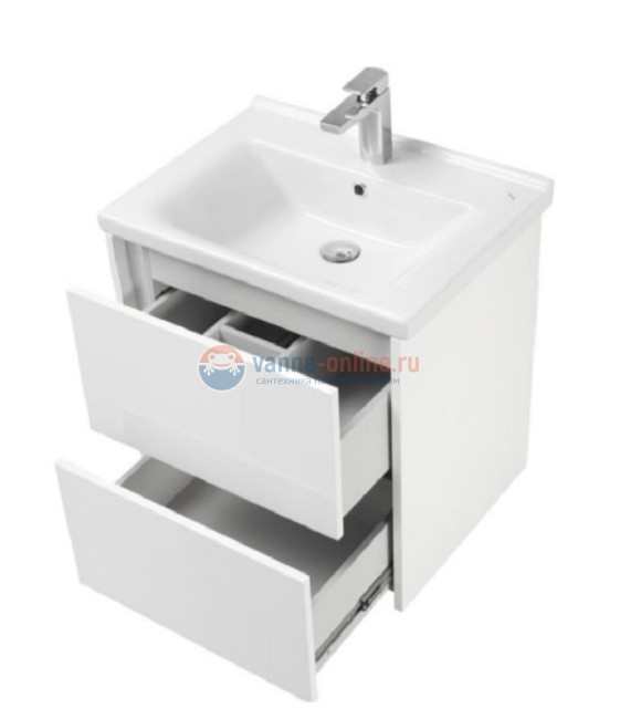 Тумба под раковину Акватон Стоун 1A231401SX010 60 см подвесная, белый глянцевый