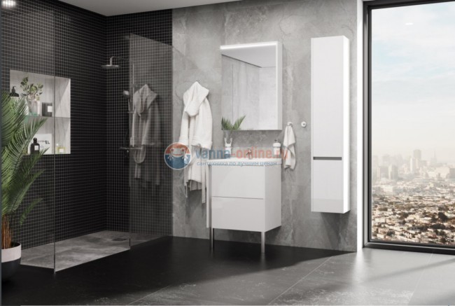 Тумба под раковину Акватон Стоун 1A231401SX010 60 см подвесная, белый глянцевый