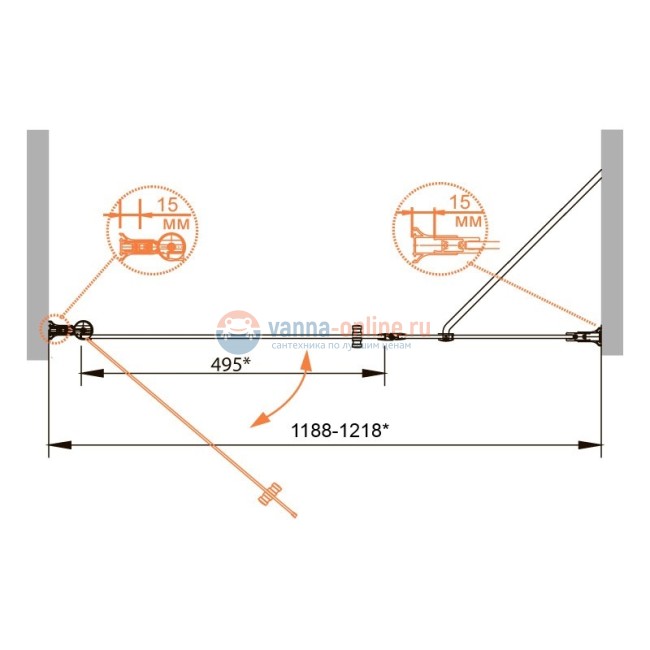 Душевая дверь Cezares ROYAL PALACE-B-11-90+90-CP 180 см