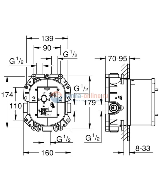 Термостат Grohe Rapido T 35500000 (внутренняя часть) Термостат Grohe Rapido T 35500000 (внутренняя часть)