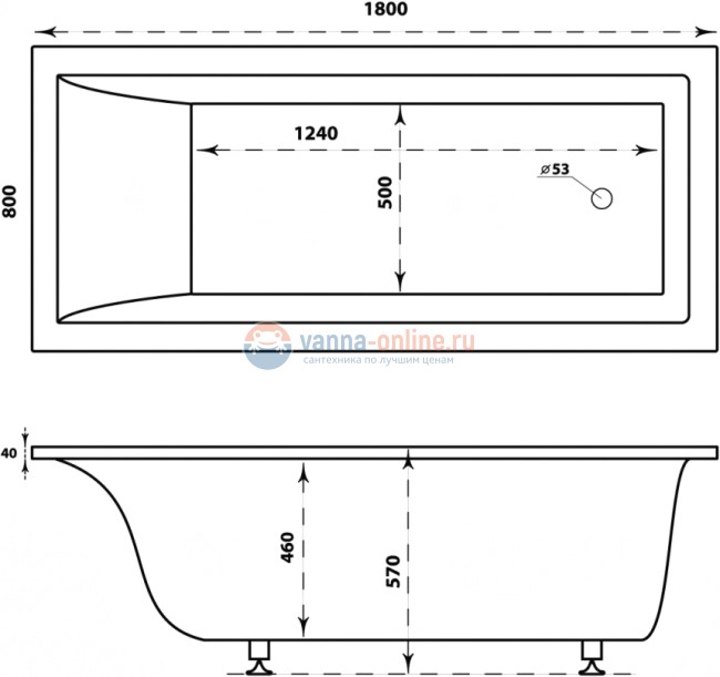Ванна из искусственного камня Marmo Bagno Ницца 180x80 MB-N180-80