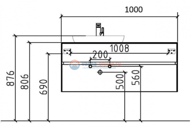 Тумба с раковиной Black&White Universe 120 см белый матовый, золото