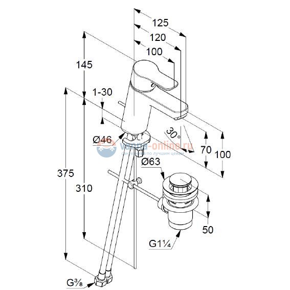 Смеситель для раковины Kludi Pure&Easy 372820565 Смеситель для раковины Kludi Pure&Easy 372820565