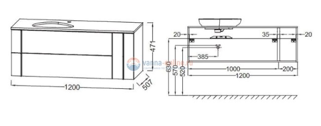 Тумба под раковину Jacob Delafon Nouvelle Vague 120 EB3042-E16, 3 ящика, цвет - ореховое дерево
