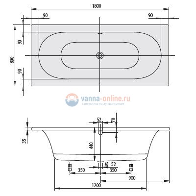 Ванна Villeroy&Boch LOOP&FRIENDS SQUARE Duo UBA180LFS2V-01, 180х80 см, акрил