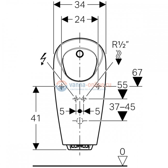 Писсуар Geberit Selva 116.083.00.1, со встроенным управлением, питание от батарей Писсуар Geberit Selva 116.083.00.1, со встроенным управлением, питание от батарей