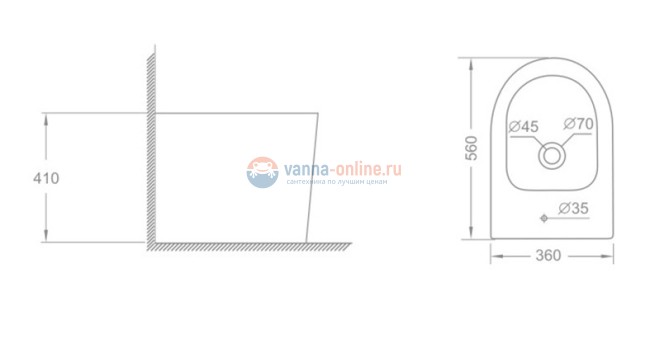 Биде CeramaLux NS-3378 36 x 56 x 41 см напольное