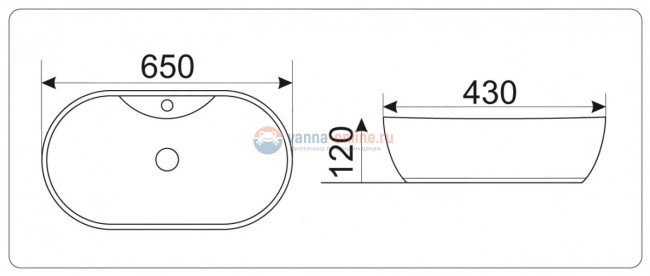 Раковина CeramaLux Серия N 9438 накладная, белый Раковина CeramaLux Серия N 9438 накладная, белый