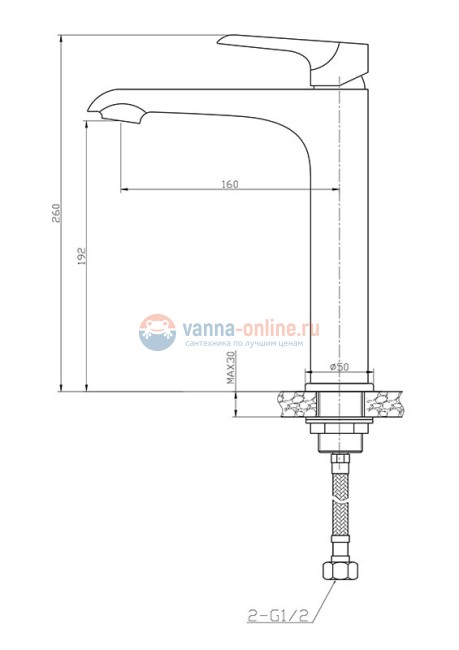 Смеситель Agger Glorious A1212100 для раковины без донного клапана, хром