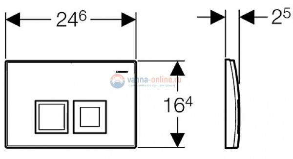 Клавиша Geberit Delta 50 115.135.21.1, глянцевый хром, пластик, 246*164 мм