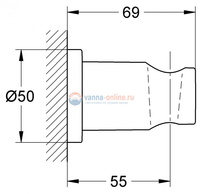 Настенный держатель Grohe Rainshower 27074000 Настенный держатель Grohe Rainshower 27074000