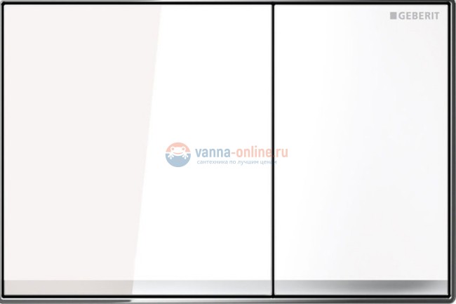 Клавиша Geberit Sigma Type 60 115.640.SI.1, двойной смыв, цинковое литье, стекло белое