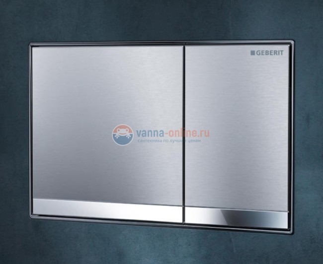 Клавиша Geberit Sigma Type 60 115.640.SI.1, двойной смыв, цинковое литье, стекло белое