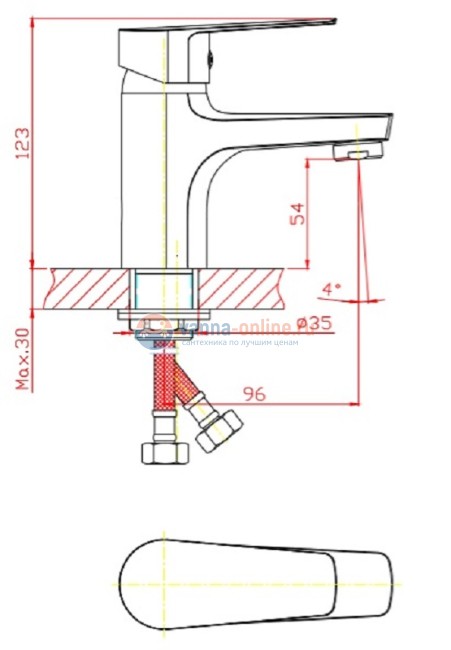 Смеситель Orange Loop M26-021Ni для раковины, никель Смеситель Orange Loop M26-021Ni для раковины, никель