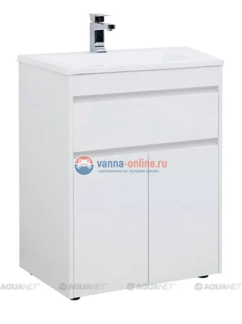 Тумба под раковину Aquanet Токио 68 00237746 (напольная, 1 ящик, 2 дверцы), цвет белый