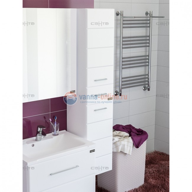 Шкаф-пенал СаНта Омега 30 507002, подвесной, цвет белый