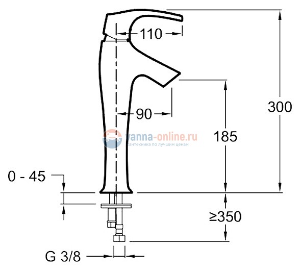 Смеситель Jacob Delafon Symbol E19774-CP для раковины высокий Смеситель Jacob Delafon Symbol E19774-CP для раковины высокий