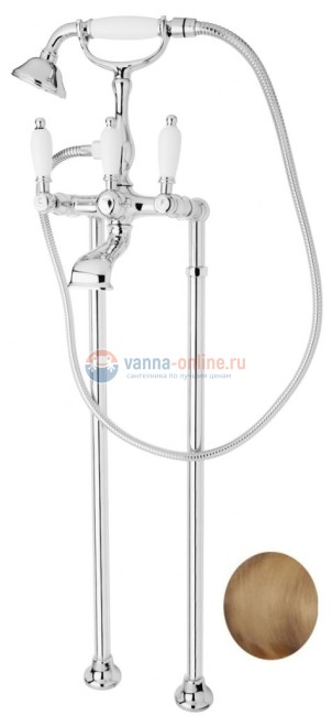 Смеситель Cezares FIRST-VDP-02-Bi для ванны и душа, напольный, бронза, ручки белые