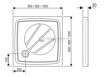 Поддон Ravak Galaxy Perseus Pro-90, 90 x 90 x 3 см, из искусственного камня