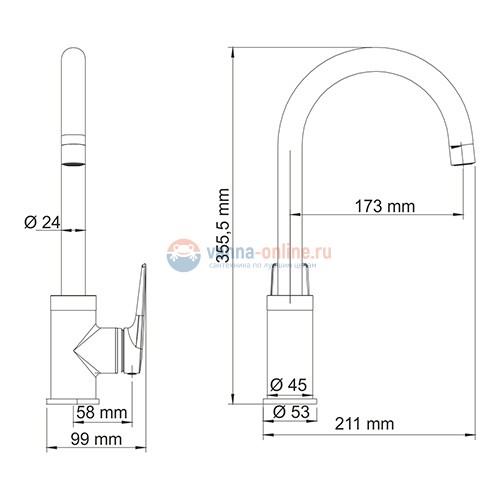 Смеситель WasserKRAFT Lopau 3207 для кухни с поворотным изливом