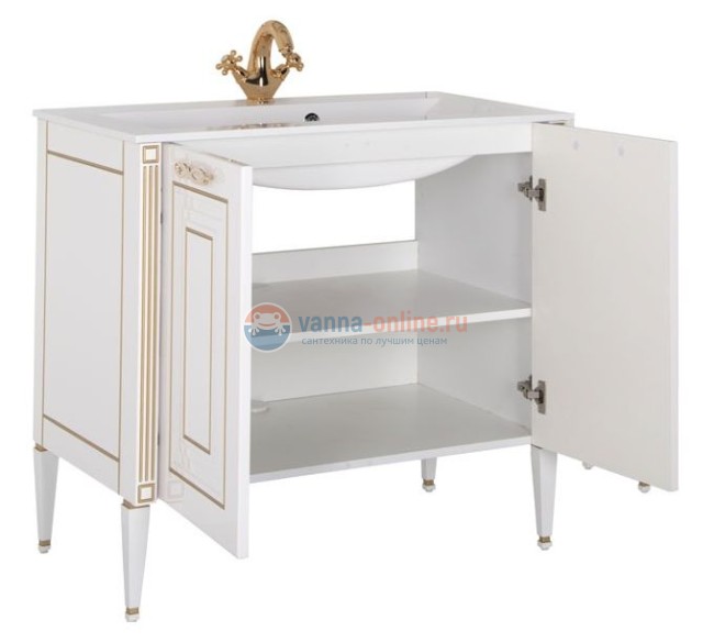 Тумба с раковиной Aquanet Паола 90 00181762, цвет белый патина-серебро Тумба с раковиной Aquanet Паола 90 00181762, цвет белый патина-серебро