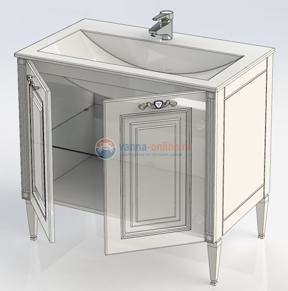 Тумба с раковиной Aquanet Паола 90 00181762, цвет белый патина-серебро Тумба с раковиной Aquanet Паола 90 00181762, цвет белый патина-серебро