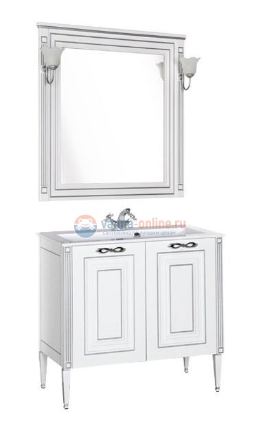 Тумба с раковиной Aquanet Паола 90 00181762, цвет белый патина-серебро Тумба с раковиной Aquanet Паола 90 00181762, цвет белый патина-серебро