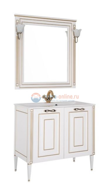 Тумба с раковиной Aquanet Паола 90 00181762, цвет белый патина-серебро Тумба с раковиной Aquanet Паола 90 00181762, цвет белый патина-серебро