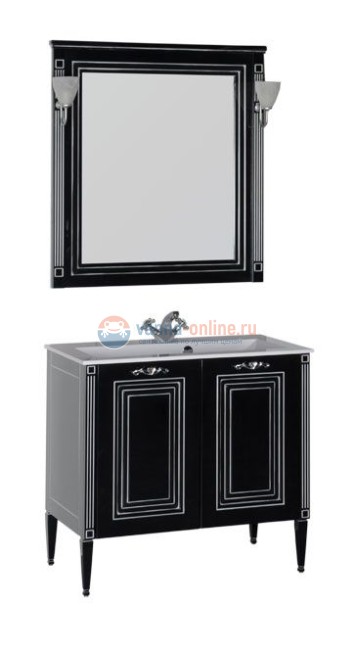 Тумба с раковиной Aquanet Паола 90 00181762, цвет белый патина-серебро Тумба с раковиной Aquanet Паола 90 00181762, цвет белый патина-серебро