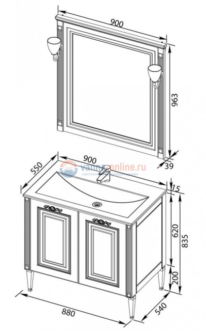 Тумба с раковиной Aquanet Паола 90 00181762, цвет белый патина-серебро Тумба с раковиной Aquanet Паола 90 00181762, цвет белый патина-серебро