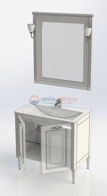 Тумба с раковиной Aquanet Паола 90 00181762, цвет белый патина-серебро Тумба с раковиной Aquanet Паола 90 00181762, цвет белый патина-серебро